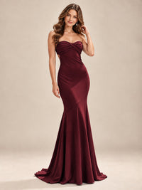 Light Blue Strapless Sweetheart Mermaid Prom Dress with Pleated Bodice