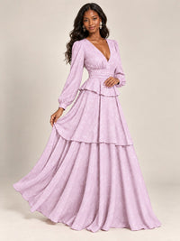 Blush Pink Floral Long Sleeve Maxi Dress