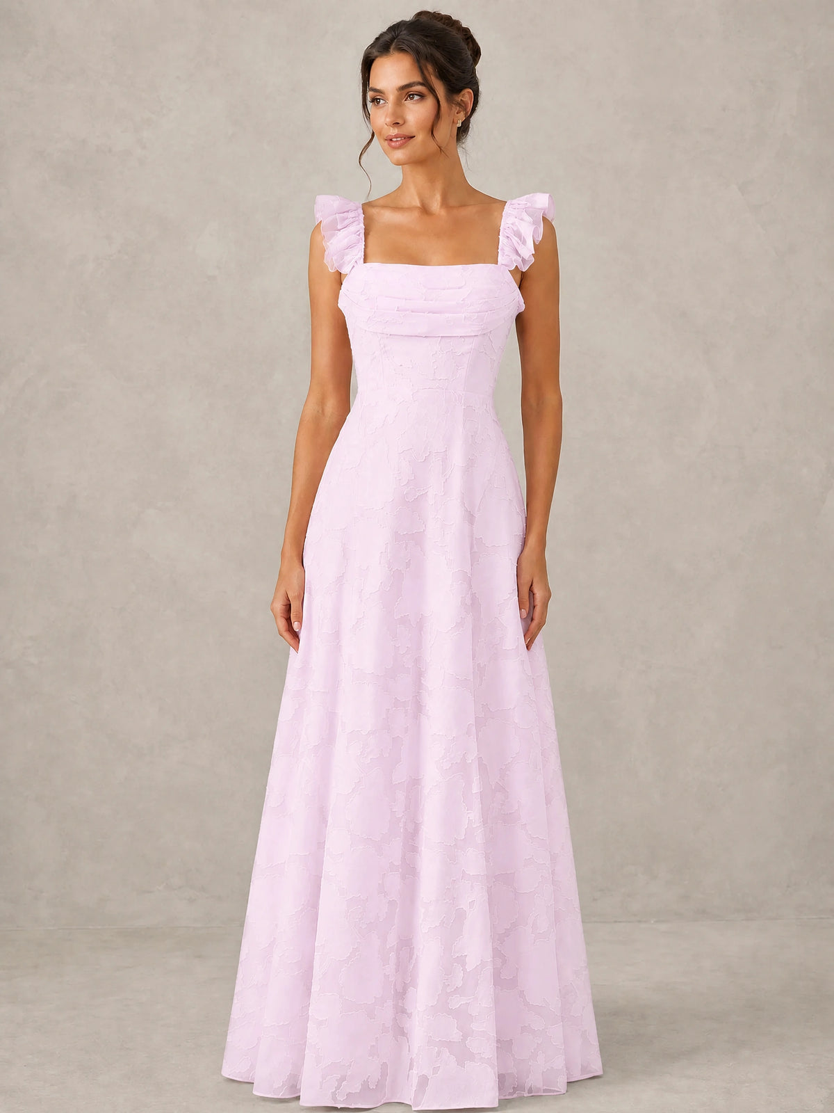 Jacquard Square Neck A-Line Maxi Dress