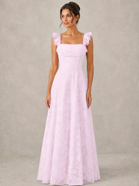 Jacquard Square Neck A-Line Maxi Dress