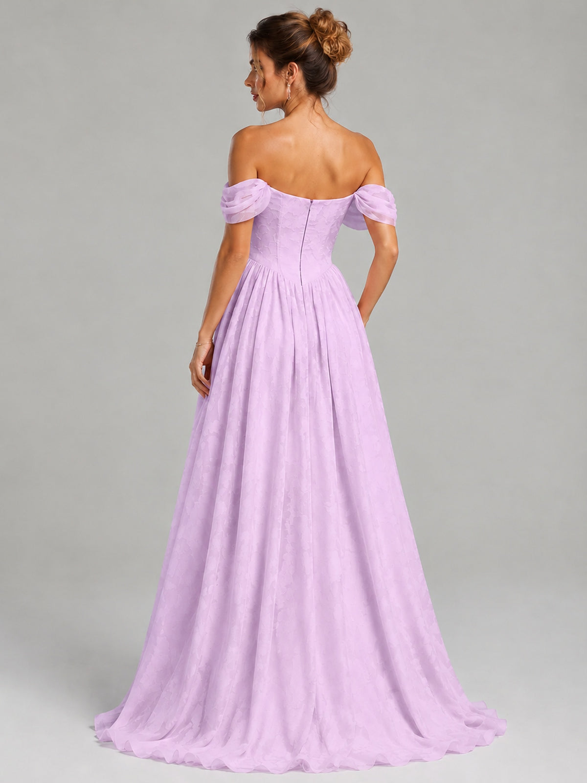 Off Shoulder Jacquard A-Line Maxi Dress