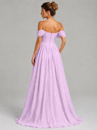 Off Shoulder Jacquard A-Line Maxi Dress