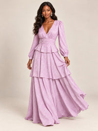 Blush Pink Floral Long Sleeve Maxi Dress