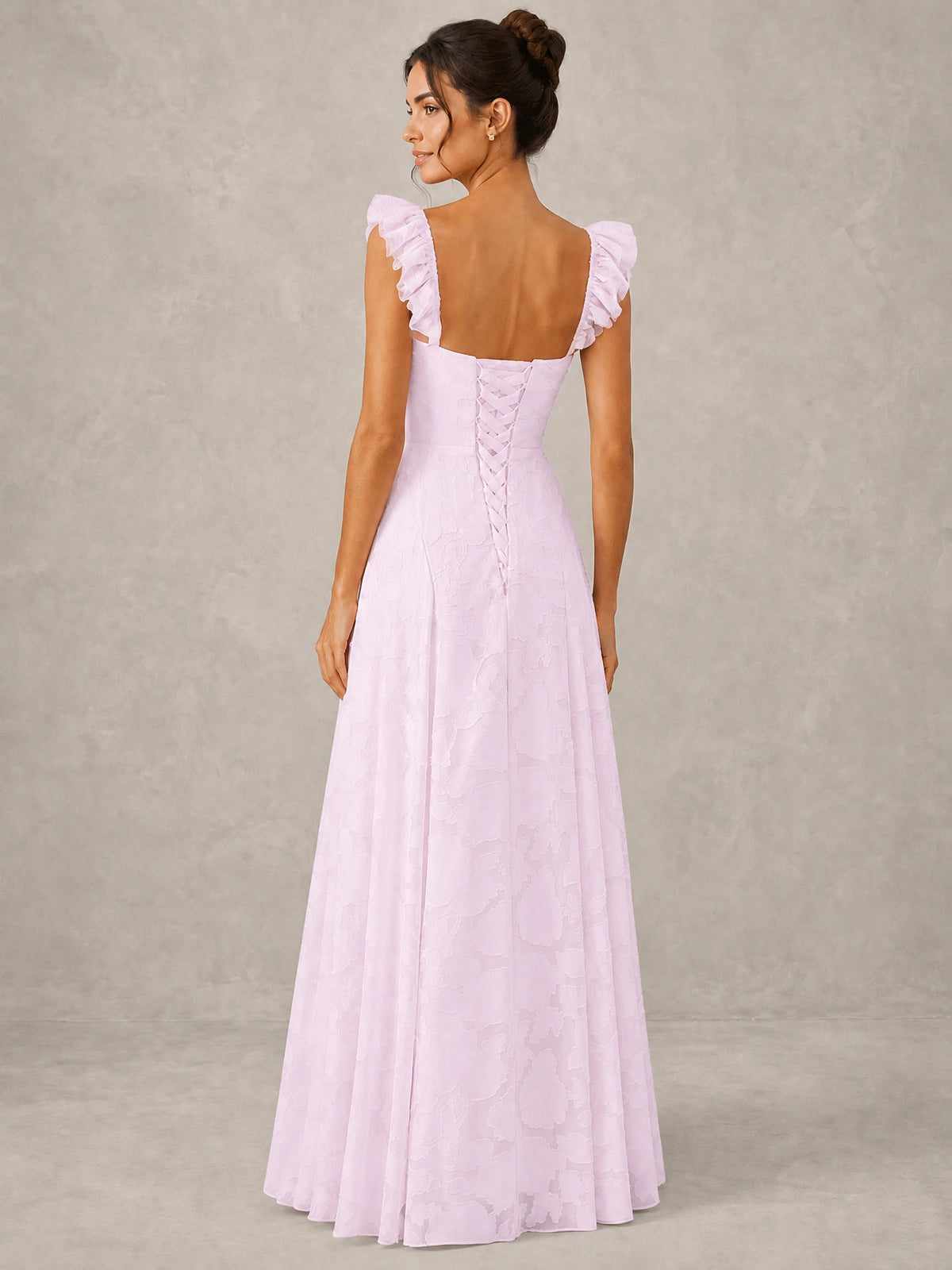 Jacquard Square Neck A-Line Maxi Dress