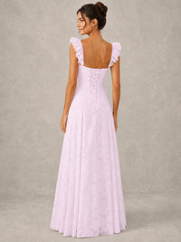 Jacquard Square Neck A-Line Maxi Dress