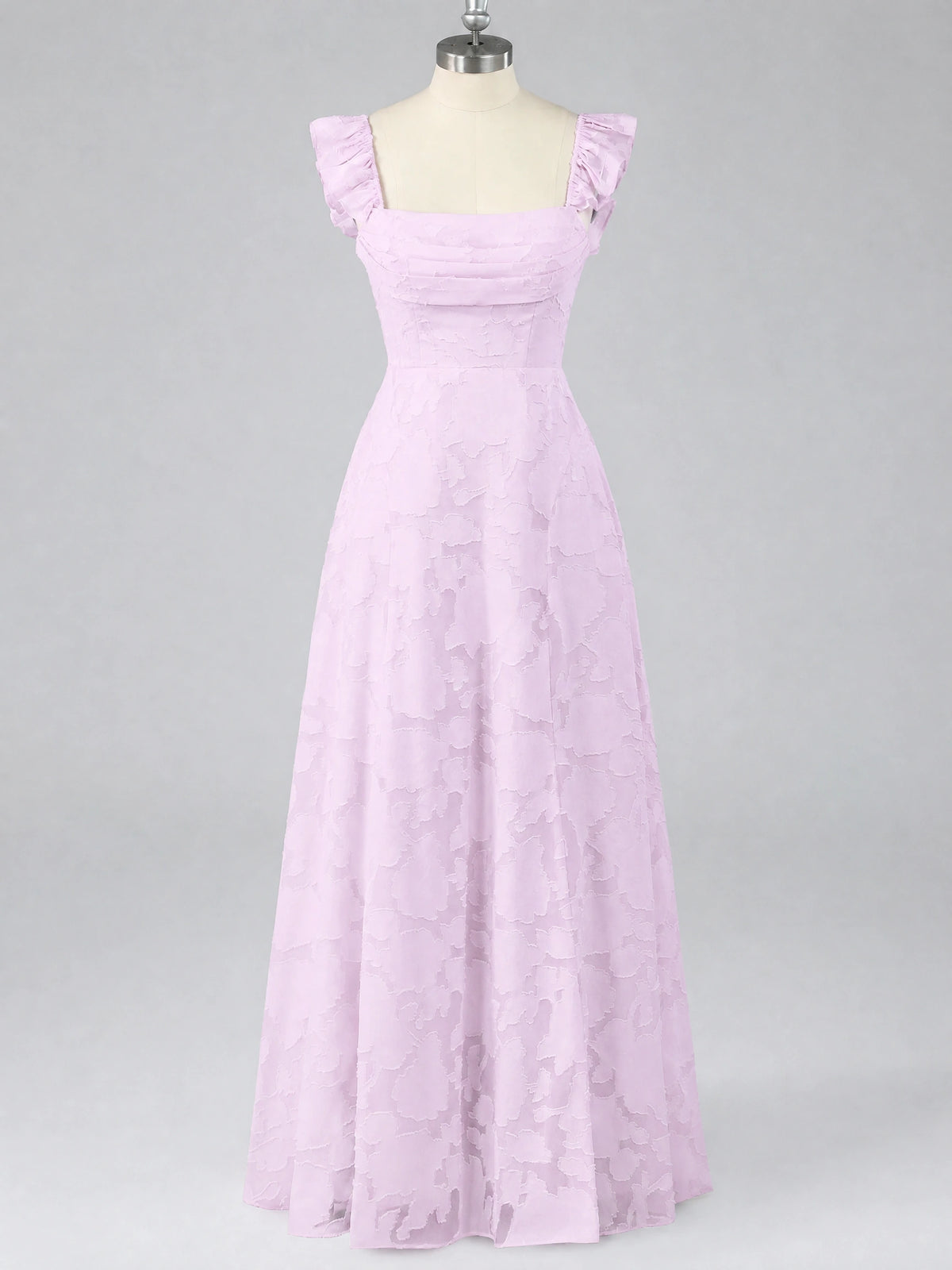 Jacquard Square Neck A-Line Maxi Dress