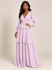 Blush Pink Floral Long Sleeve Maxi Dress