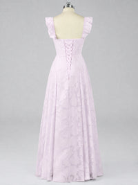 Jacquard Square Neck A-Line Maxi Dress