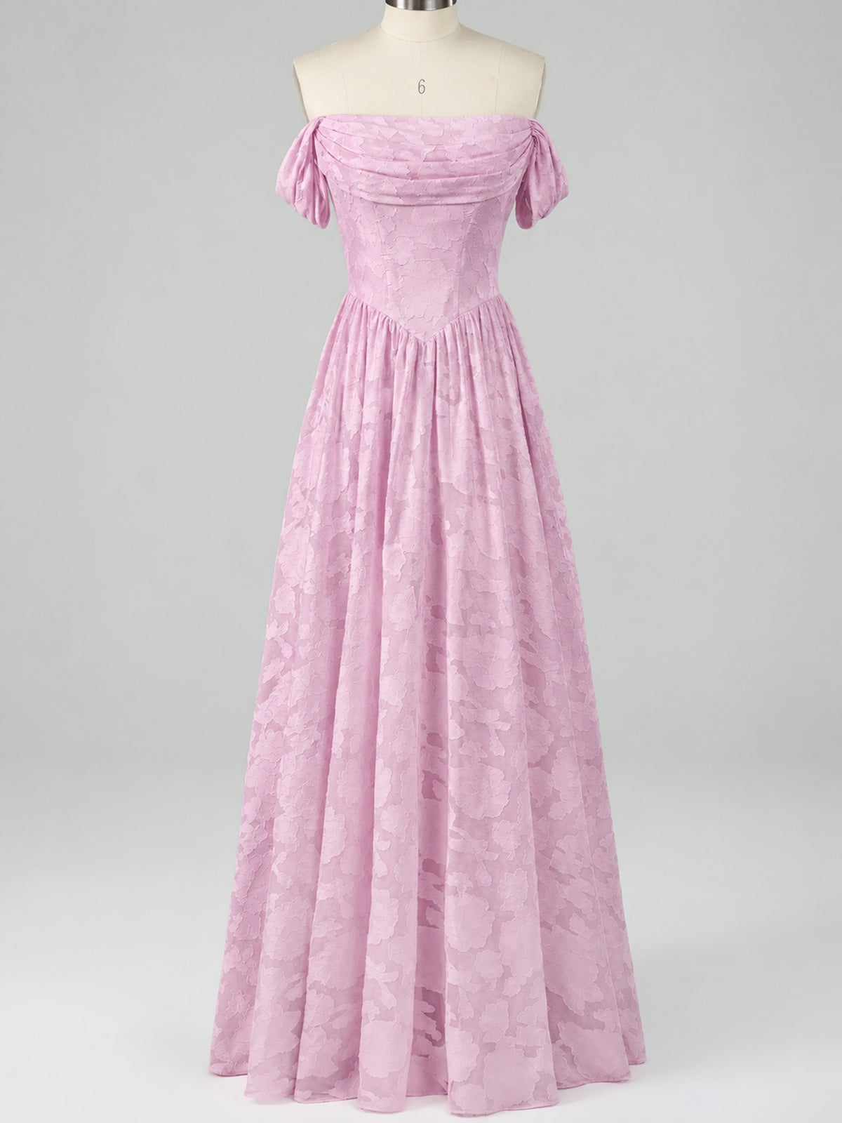 Off Shoulder Jacquard A-Line Maxi Dress
