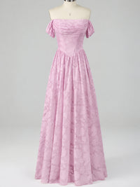Off Shoulder Jacquard A-Line Maxi Dress