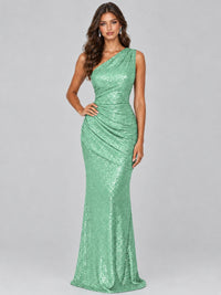 Sequin Mermaid One Shoulder Prom Dress Long formal Gown