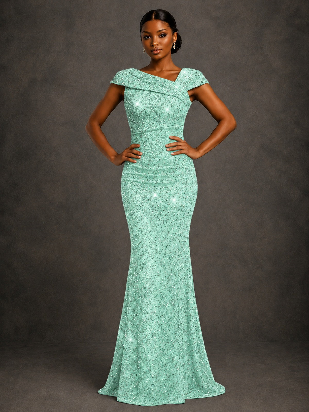 Sequin Off Shoulder Mermaid Prom Dress