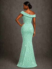 Sequin Off Shoulder Mermaid Prom Dress
