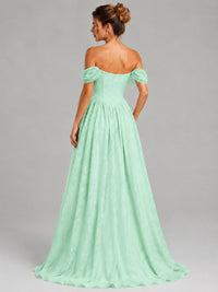 Off Shoulder Jacquard A-Line Maxi Dress