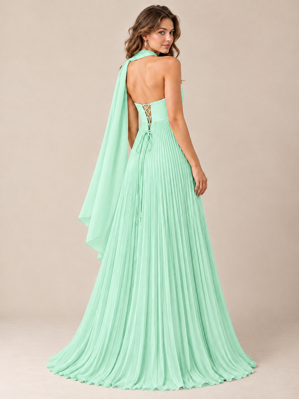 Sweetheart Neckline Pleated Prom Dress Strapless A-line Formal Dress with Flowy Scarf