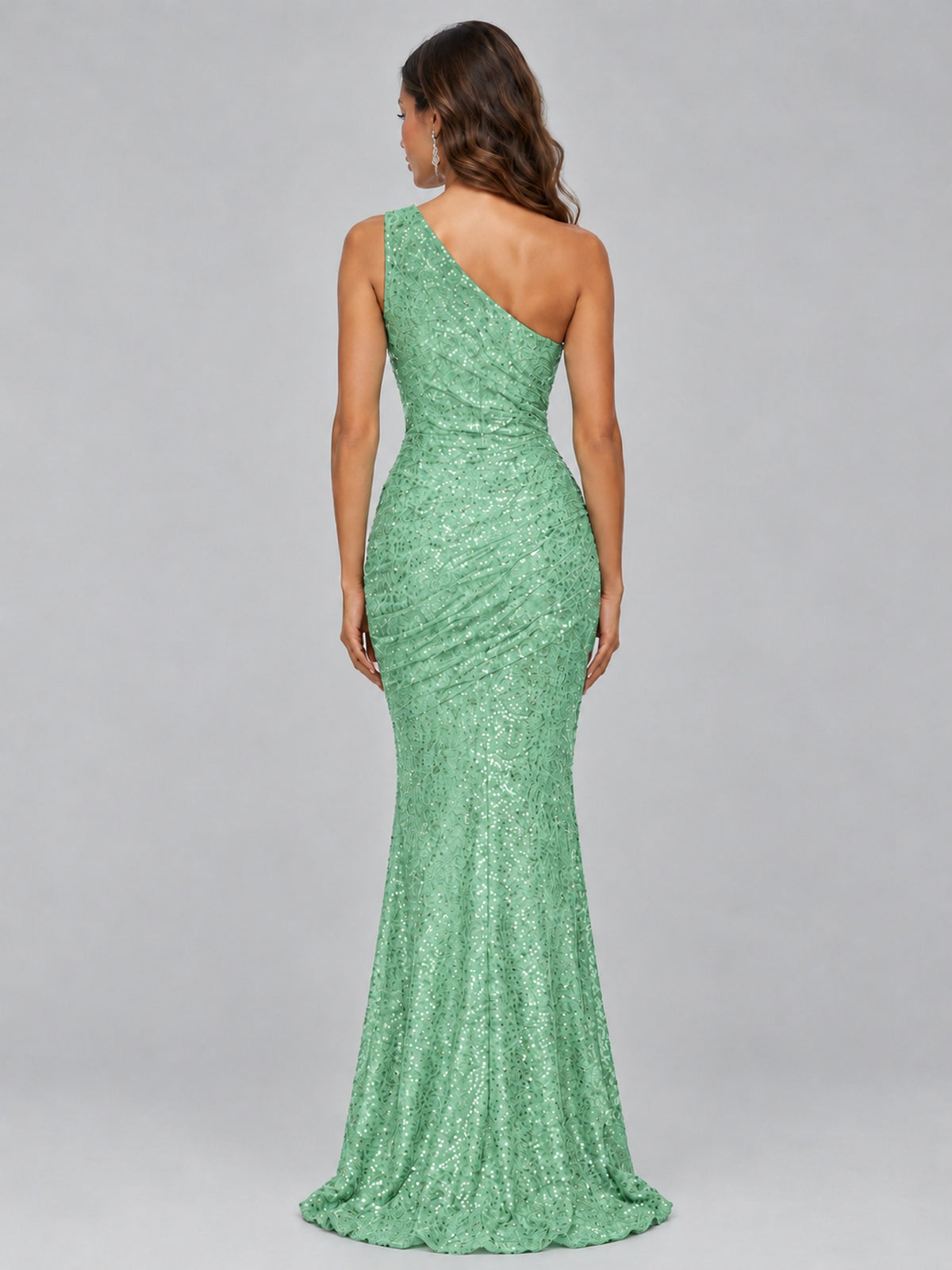 Sequin Mermaid One Shoulder Prom Dress Long formal Gown