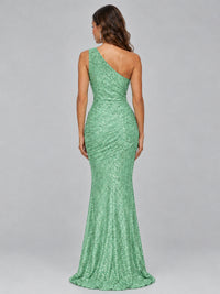 Sequin Mermaid One Shoulder Prom Dress Long formal Gown
