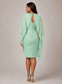 Floral Sheath Mother of the Bride Dress with Cape Overlay