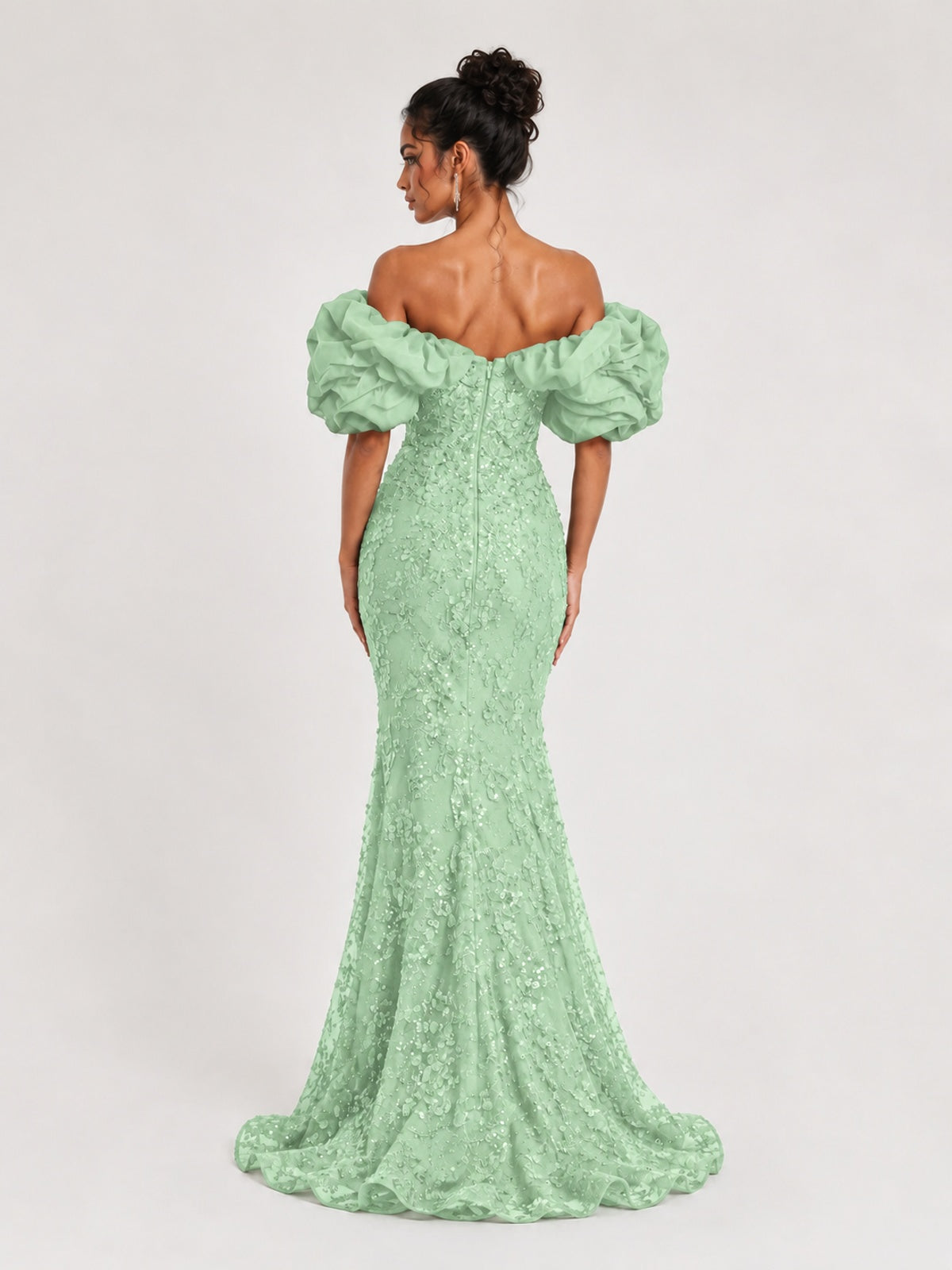 Sequin Off-Shoulder Ruffle Mermaid Prom Dress
