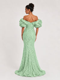 Sequin Off-Shoulder Ruffle Mermaid Prom Dress