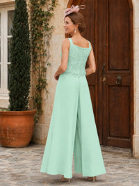 Elegant 3-Piece Chiffon Mother of the Bride Pantsuit with Floral Applique Jacket