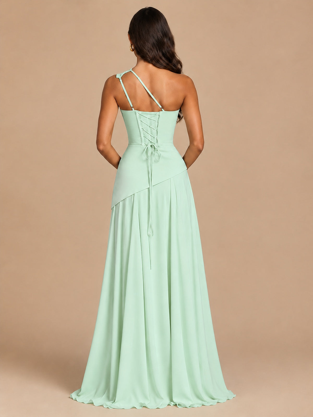 One Shoulder Prom Dress A-line Ruched Women Wedding Formal Gowns