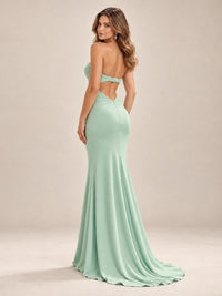 Light Blue Strapless Sweetheart Mermaid Prom Dress with Pleated Bodice