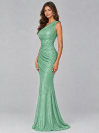 Sequin Mermaid One Shoulder Prom Dress Long formal Gown