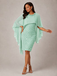 Floral Sheath Mother of the Bride Dress with Cape Overlay