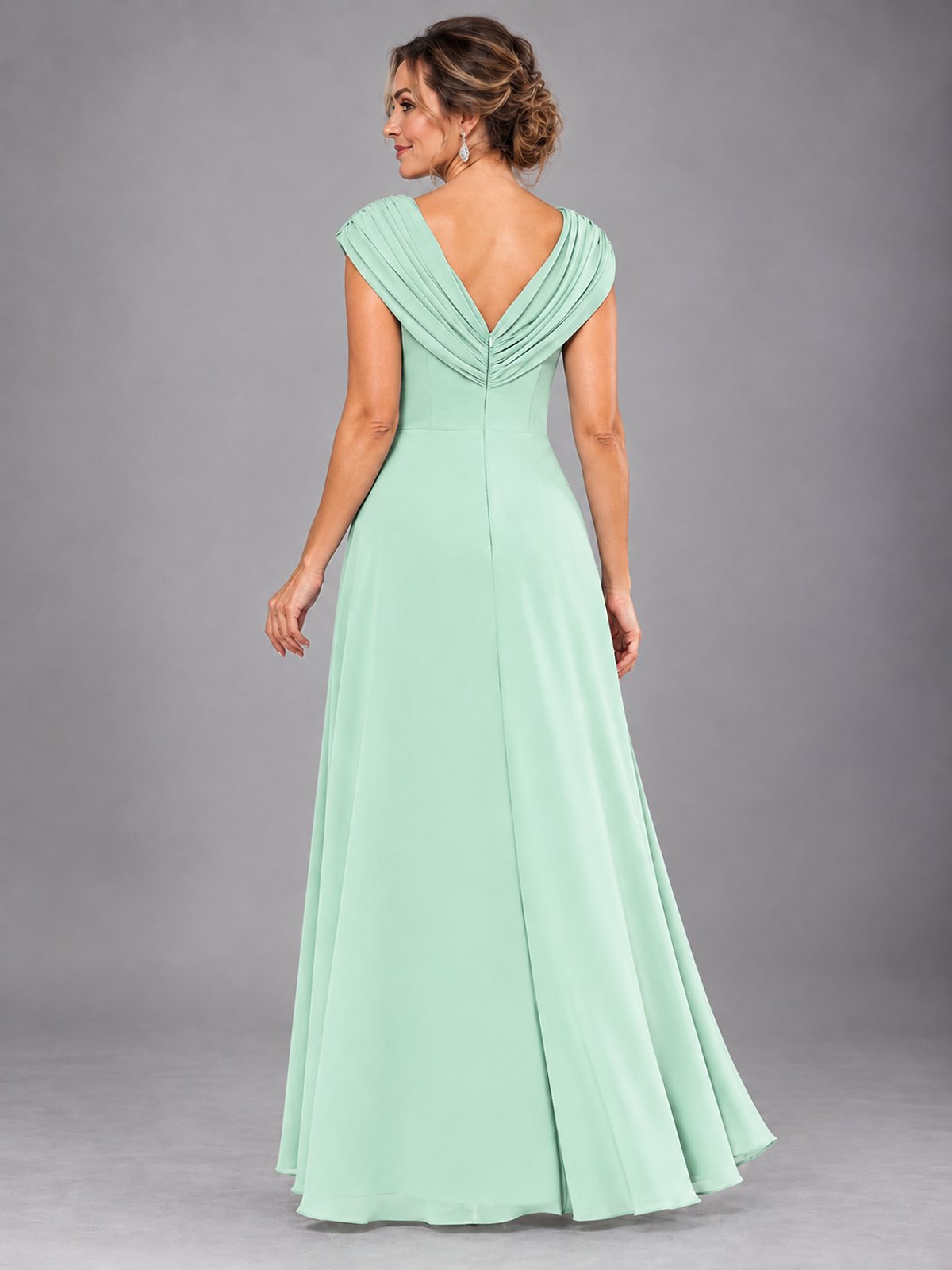 Cap Sleeve Chiffon A-Line Mother of the Bride Dress