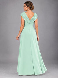 Cap Sleeve Chiffon A-Line Mother of the Bride Dress