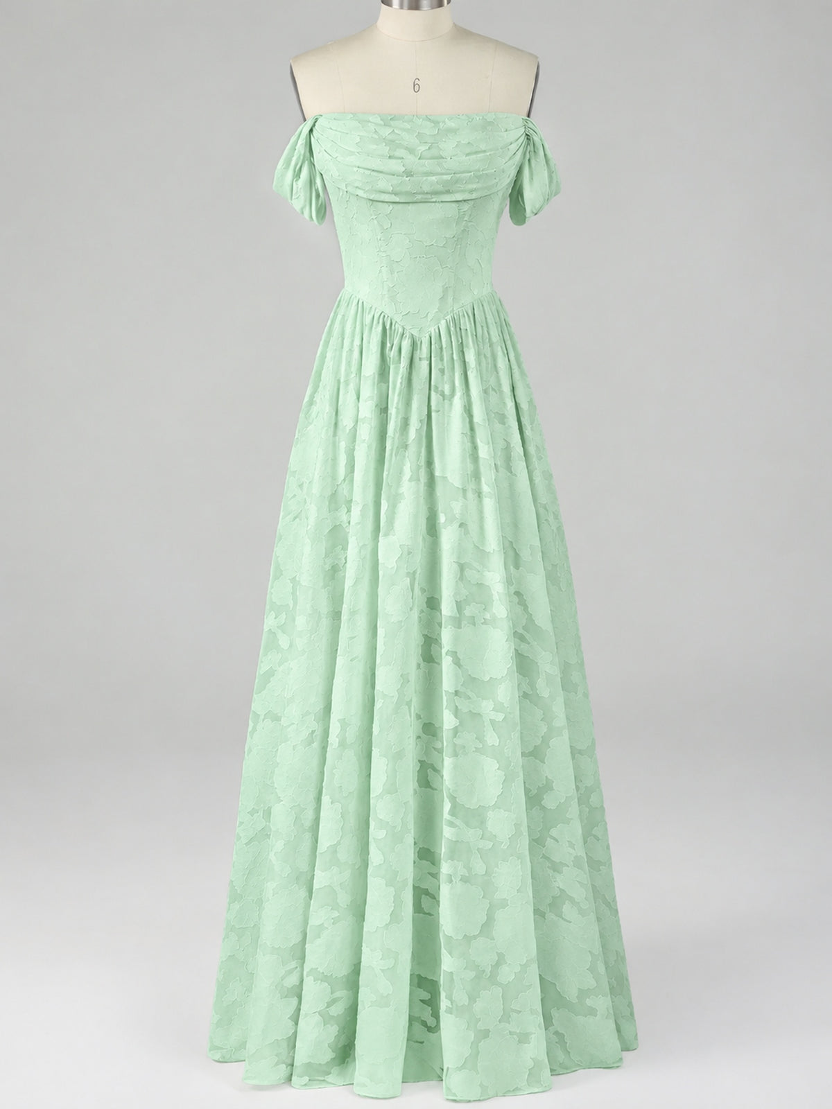 Off Shoulder Jacquard A-Line Maxi Dress