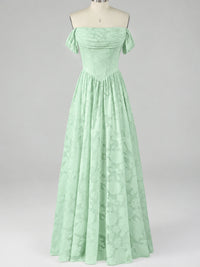 Off Shoulder Jacquard A-Line Maxi Dress