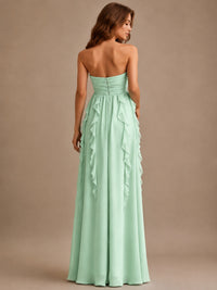 Srapless Sweetheart Chiffon Prom Dress Ruffle Formal Evening Gown