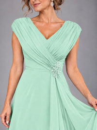 Cap Sleeve Chiffon A-Line Mother of the Bride Dress