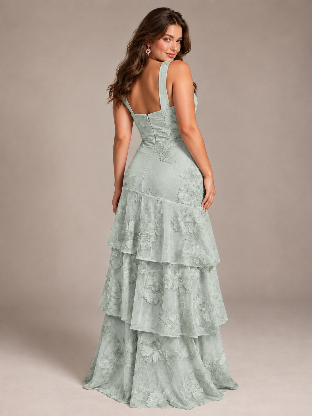 Hot Pink Halter Floral Applique Maxi Dress