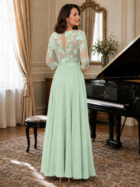 Lace Applique Wide-Leg Chiffon Mother of the Bride Jumpsuit