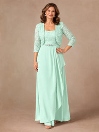 Blush Pink A-Line Mother of the Bride Dress with Lace Jacket and Ruffles