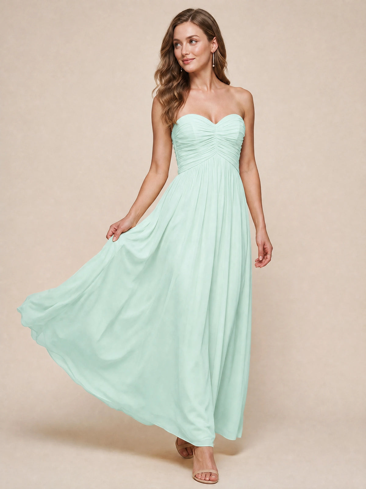 Strapless Pleated Chiffon A-Line Bridesmaid Dress