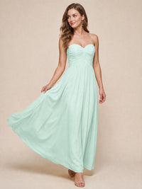 Strapless Pleated Chiffon A-Line Bridesmaid Dress