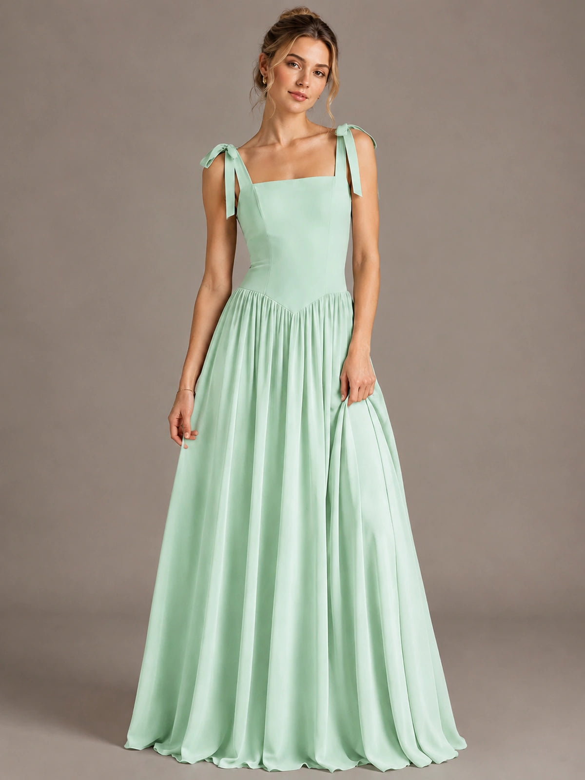 Square Neck A-Line Maxi Dress