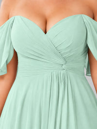 Off Shoulder Chiffon Bridesmaid Dress with Slit