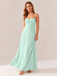 JOVELLEE Yellow Sweetheart Ruched Bust Chiffon Maxi Dress