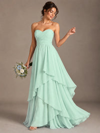 Strapless Ruffle A-Line Maxi Dress