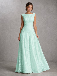 Blush Pink Lace Applique A-Line Bridesmaid Dress