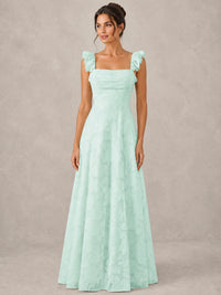 Jacquard Square Neck A-Line Maxi Dress