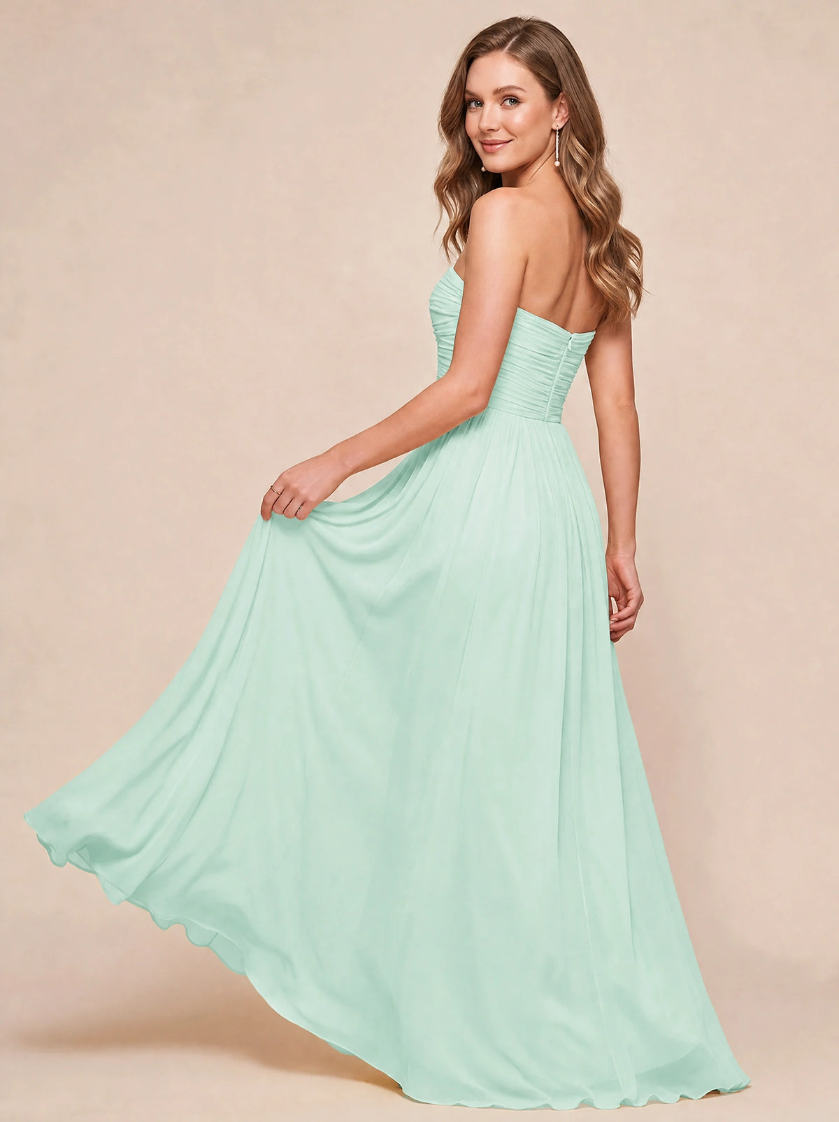 Strapless Pleated Chiffon A-Line Bridesmaid Dress