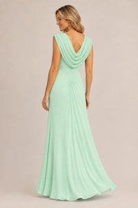 Cowl Neck Ruched Chiffon Mother of the Bride Dress