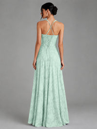 A-Line Halter Floral Chiffon Maxi Dress