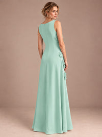 3D Floral Applique Sleeveless Formal Maxi Dress